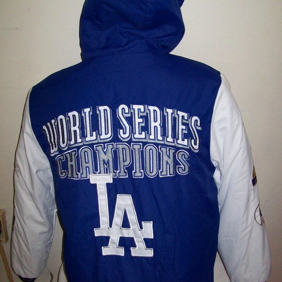 LOS ANGELES DODGERS 7 TIME WORLD SERIES CHAMPIONSHIP Hooded Jacket M L 2X - Picture 2 of 13